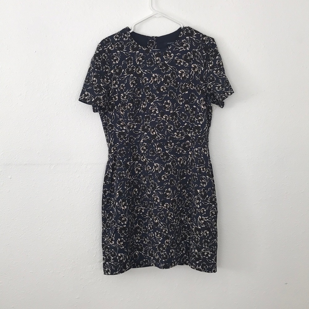 Navy floral print dress